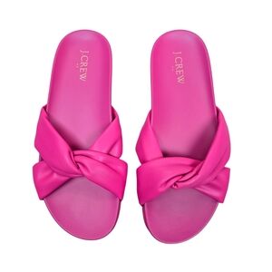 J.Crew Factory Womens Flackback Pink Cross Strap Pool Slide Sandals Size 8